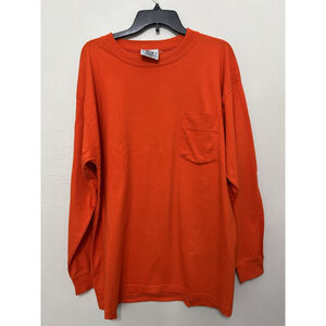 WORLD ISLAND 90s VTG BLANK RETRO‎ POCKET SUSTAINABLE COTTON L/S T SHIRT MEN XL